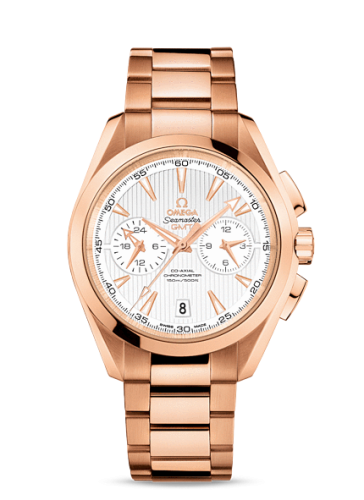 Omega Seamaster Aqua Terra 150M Co-Axial 43 GMT Chronograph Red Gold / Silver / Bracelet